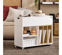 SoBuy FBT134-W Armoire de classement Chariot d'armoire de classement Table d'imprimante Support d'imprimante Caisson roulant avec 4 roulettes Armoire de stockage pour bureau Blanc LHT env. 30x61x70cm