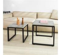 SoBuy FBT42-HG Tables Basses Gigognes - Set de 2 - Lot de 2 Tables d'Appoint Empilables Gris G