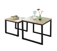 Sobuy Fbt42-N Tables Basses Gigognes - Set De 2 - Lot De 2 Tables D'appoint Empilables Tables Carrée Table Basse (Effet Bois) Ecru