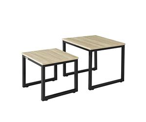 SoBuy FBT42-N Tables Basses Gigognes - Set de 2 - Lot de 2 Tables d'Appoint Empilables Tables Carrée Table Basse (Effet Bois)