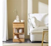 SoBuy Table de Chevet avec 1 Tiroir et 2 Étagères, Table de Nuit ou d’Appoint Moderne pour Chambre ou Salon, Bois Naturel