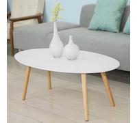 Sobuy Fbt61-W Table Basse Ovale Table D¿Appoint Design Moderne Table De Salon En Bois Blanc