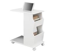 Sobuy Fbt67-W Table D¿Appoint Bout De Canapé Moderne Roulante Avec 2 Compartiments De Rangement Blanc