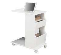 Sobuy Fbt67-W Table D'appoint Bout De Canapé Moderne Roulante Avec 2 Compartiments De Rangement Blanc