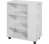 SoBuy Meuble Imprimante à roulettes Support Imprimante avec 6 Compartiments Petit Meuble de Rangement Bureau Blanc 60x35x75cm FBT68-W