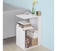 SoBuy® FBT69-W Table d'appoint Bout de Canapé Table Café Porte magasine Porte Revues - Blanc