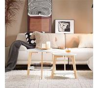 SoBuy Lot de 2 Tables gigognes - Tables Basses Rondes pour Salon, Grande 50 cm et Petite 40 cm, Blanc, FBT75-W