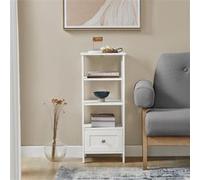 SoBuy Meuble Salle de Bain, 30x28x74 cm, Meuble WC avec 3 étagères Fixes et Un tiroir, Meuble de Rangement Blanc, MDF, FBT91-W