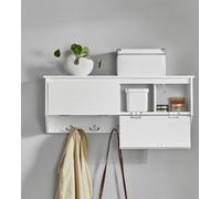 SoBuy FHK24-W Porte-manteau mural Porte-manteau d'entrée Patères Étagère suspendue avec 2 abattants Étagère murale Porte-manteau blanc LHT env. : 78x30x20cm