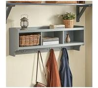 Sobuy fhk28-hg porte manteau mural, étagère de rangement, meuble entrée, vestiaire avec 3 compartiments et 4 crochets doubles Gris G