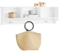 SoBuy FHK35-W Portemanteau mural Portemanteau d'entrée Crochet à vêtements Étagère suspendue avec 3 crochets Portemanteau blanc LHT environ 100x30x20cm