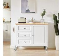 Sobuy Fkw106-Wn Desserte Roulante Chariot De Cuisine Meuble De Rangement À Roulettes Chariot De Service Buffet Multifonctionnelavec 1 Porte Et 3 Tiroirs Blanc