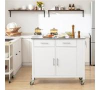 SoBuy FKW108-W Desserte Roulante Chariot de Cuisine Meuble de Rangement à roulettes Buffet Blanc G