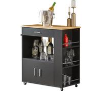 SoBuy FKW113-SCH Chariot de service Chariot de cuisine Chariot de cuisine îlot Chariot de cuisine micro-ondes Chariot de cuisine noir LHT env. : 82x88x46cm