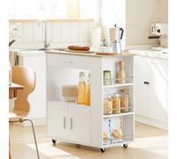 SoBuy FKW113-WN Chariot de service Chariot de cuisine Chariot de cuisine îlot Chariot de cuisine micro-ondes Chariot de cuisine blanc LHT env. : 75x83x46cm