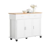 SoBuy FKW116-WN Desserte de Cuisine à roulettes avec 2 Tiroirs et 3 Portes, 117x40x91 cm