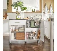 SoBuy FKW117-W Desserte de Cuisine Design sur Roulettes avec Plan de Travail Blanc Blanc G