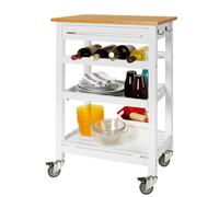 Sobuy Fkw16-Wn Table Roulante Meuble De Rangement Cuisine Desserte À Roulettes, Chariot De Service Roulant + Un Billot Gratuit