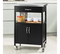 Sobuy Fkw22-Sch Desserte De Cuisine Roulante, Meuble De Rangement À Roulettes Plateau En Acier Inox L60xh91xp44,5cm Noir