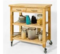 SoBuy FKW24-N Chariot de Cuisine en bois d'hévéa Kitchen Trolley Desserte roulante Bambou