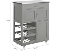 Desserte de Cuisine de Service Roulant en Acier INOX - SOBUY - FKW45-HG - 3 Portes-Bouteilles - Gris