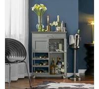 SoBuy Meuble Cuisine à roulettes avec Plan de Travail Desserte Cuisine avec tiroirs, Range-Bouteilles îlot Central Compact pour Cuisine, Salle à Manger et extérieur Gris Clair 67x86x38cm FKW45-HG