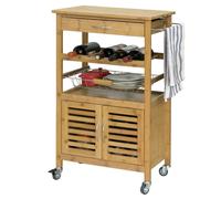 Sobuy® Fkw53-N Desserte Cuisine Table Roulante En Bambou Chariot De Cuisine L56xh92xp36cm Ecru
