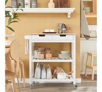 SoBuy FKW68-WN Chariot de Service Desserte à roulettes Table Roulante Meuble de Rangement Blanc G