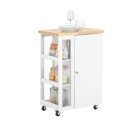 Sobuy Fkw75-Wn Chariot De Service Desserte De Cuisine À Roulettes Table Roulante Meuble De Rangement Pour Cuisine Et Salon L60xp40xh90cm