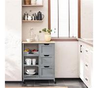 SoBuy FKW79-HG Chariot de Service Desserte Cuisine à roulettes Table Rangement Gris