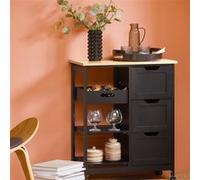 SoBuy FKW79-SCH Chariot de Service Desserte Cuisine à roulettes Table Rangement Noir G