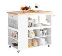 SoBuy FKW97-WN Desserte à roulettes Cuisine avec Plan de Travail 108x60x90 cm - Meuble Cuisine Rangement, Desserte de Cuisine Extérieur, Ilot Central Cuisine, Petit Meuble Bas Multifonction