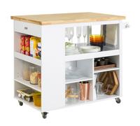 Sobuy Fkw97-Wn Desserte Sur Roulettes Meuble De Rangement Cuisine Buffet Commode Bahut Multifonctionnel En Bois Avec Grand Espace De Rangement, 108x60x96 Cm