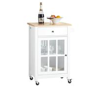 Desserte de Cuisine à roulettes FKW98-WN SoBuy - avec Tiroir et Porte - Blanc - L63xP46xH88cm