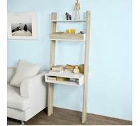 SOBUY FRG111-WN Étagère de Rangement avec bureau cubique et 2 étagères - L 65 x P 40 x H 179 cm