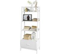 SoBuy FRG116-W Bibliothèque Étagère style échelle de 4 niveaux et 1 tiroir -Blanc Blanc