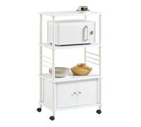 SoBuy® FRG12-W Meuble rangement cuisine roulant en bois, Chariot de cuisine de service micro-ondes