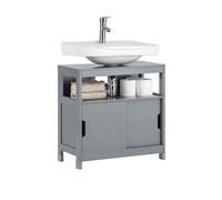 SoBuy FRG128-SG Meuble sous-Lavabo Meuble de Salle de Bain Vasque - 1 étage et 2 Portes coulissantes -Gris