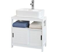 SoBuy FRG128-W Meuble sous-Lavabo Meuble de Salle de Bain Vasque - 1 étage et 2 Portes coulissantes -Blanc Blanc