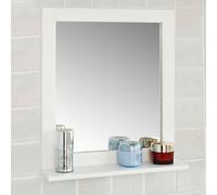 Sobuy® Frg129-W Miroir Mural Meuble Salle De Bain Avec 1 Étage Plateau L40xp10xh49cm- Blanc Blanc