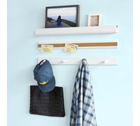 SoBuy® FRG139-W Set de 1 Étagère pour cadres photos, 1 Tableau en liege et 1 Porte-manteaux, ¿Blanc