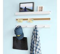 Sobuy® Frg139-W Set De 1 Étagère Pour Cadres Photos, 1 Tableau En Liege Et 1 Porte-Manteaux, ¿Blanc Blanc