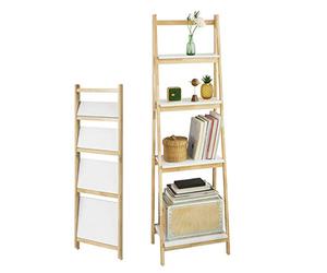 SoBuy FRG162-N Étagère Pliable Style échelle Étagère pour Salle de Bain, Bureau, Salon, etc. avec 4 Niveaux de Rangement