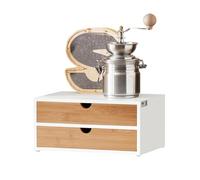 SoBuy FRG180-WN Boîte à Capsules de Café en MDF et Bambou Porte-Capsules avec 2 Tiroirs Boîte de Rangement Porte-Capsules Tiroir Boîte Organisateur de Bureau