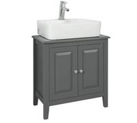SoBuy® FRG202-DG Meuble sous-Lavabo Dessous de Lavabo ou Evier Meuble de Salle de Bain Vasque à 2 étages et 2 Portes - Gris Gris