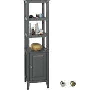 SoBuy FRG205-DG Armoire haute de salle de bain Étagère de salle de bain Meuble de salle de bain avec 3 compartiments ouverts et porte Garu foncé LHT env : 40x150x33cm