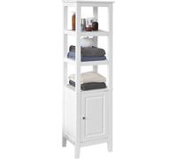 SoBuy FRG205-W Grande étagère de salle de bain Meuble de salle de bain avec 3 compartiments ouverts et porte Salle de bain Blanc L x H x H x D x H x D x H x D