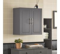 SoBuy FRG231-DG Armoire de salle de bains Armoire suspendue avec deux portes Armoire de cuisine Armoire à pharmacie Armoire murale Meuble de salle de bains Gris LHT env : 60x60x30cm