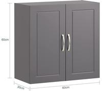 Sobuy Frg231-Dg Meuble Haut Armoire De Toilettes Salle De Bain Suspendue Placard Commode Murale ? 2 Portes - Gris Gris