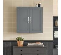 SoBuy Armoire murale salle de bain FRG231-DG 2 portes 2 niveaux étagère réglable Gris foncé